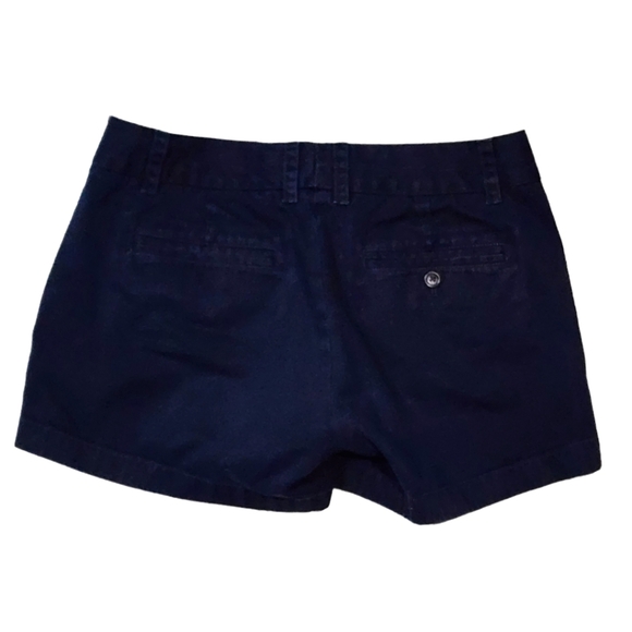 J. Crew Chino Size 4 Dark Blue Cotton Midrise Shorts Clasp Zip Closure - Picture 3 of 5